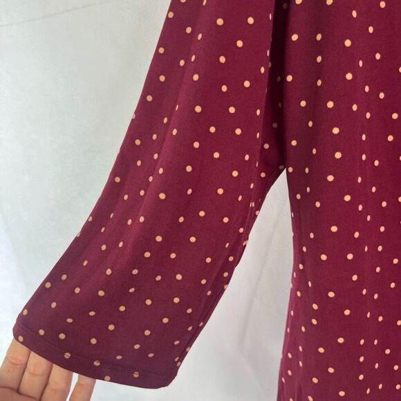 Liz Claiborne NWT Burgundy Dots Faux‎ Wrap Career Blouse Women's Sz PXL - Picture 4 of 9